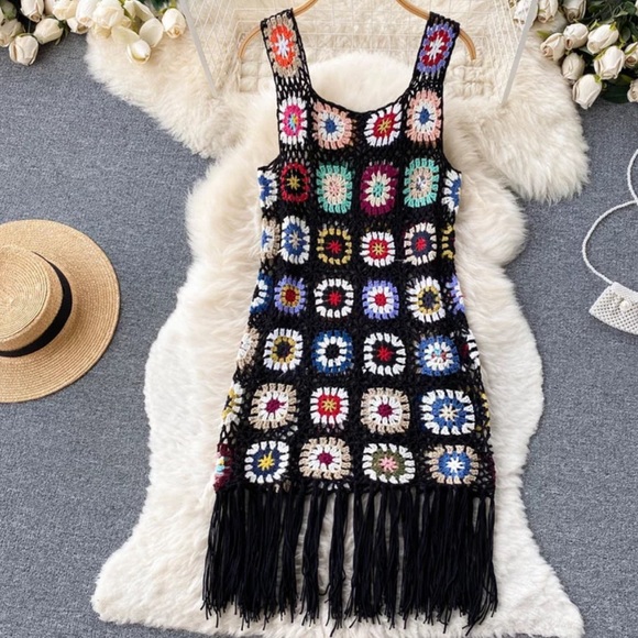 Dresses & Skirts - Bohemian Crochet Patchwork Dress